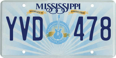 MS license plate YVD478
