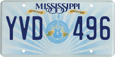MS license plate YVD496