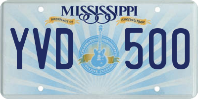 MS license plate YVD500