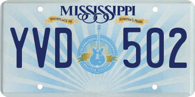 MS license plate YVD502