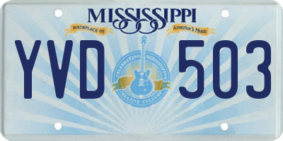 MS license plate YVD503