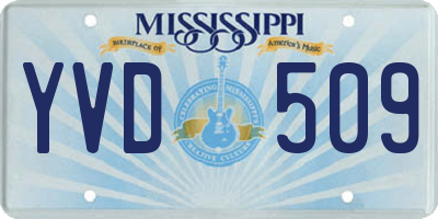 MS license plate YVD509