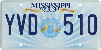 MS license plate YVD510