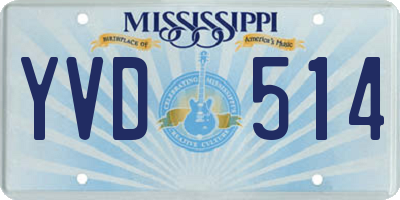 MS license plate YVD514