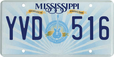 MS license plate YVD516