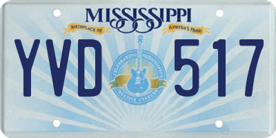 MS license plate YVD517