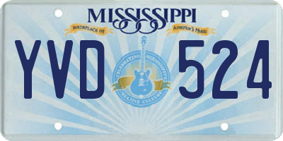 MS license plate YVD524