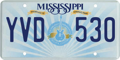 MS license plate YVD530