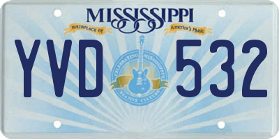 MS license plate YVD532