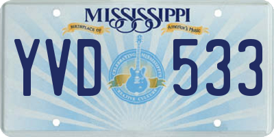 MS license plate YVD533