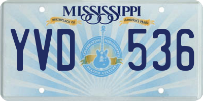 MS license plate YVD536