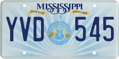 MS license plate YVD545