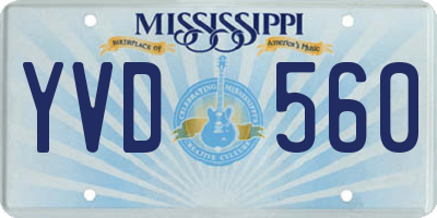 MS license plate YVD560