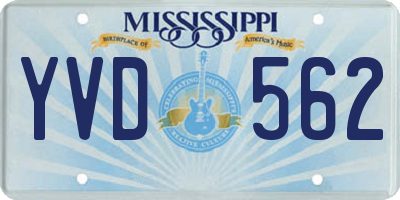 MS license plate YVD562