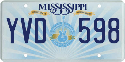 MS license plate YVD598