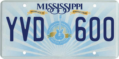 MS license plate YVD600