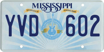 MS license plate YVD602