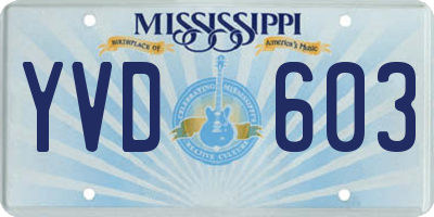MS license plate YVD603