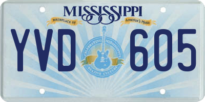 MS license plate YVD605