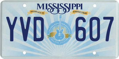 MS license plate YVD607