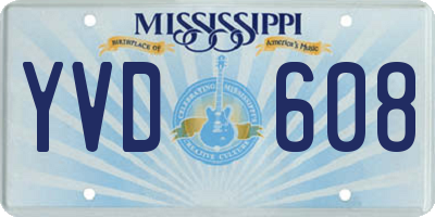 MS license plate YVD608