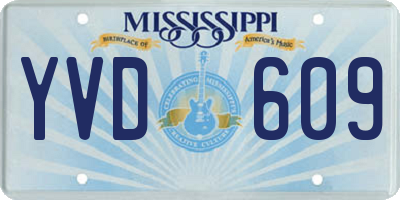 MS license plate YVD609