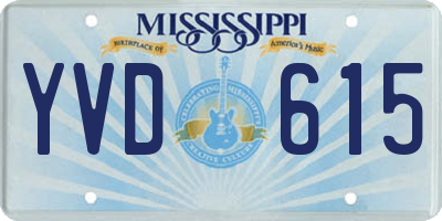 MS license plate YVD615
