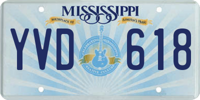 MS license plate YVD618