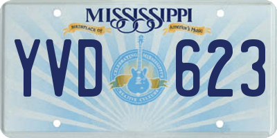 MS license plate YVD623