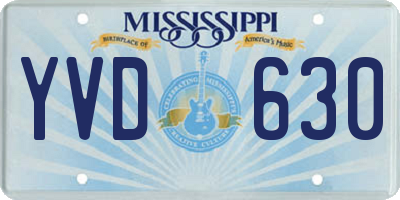 MS license plate YVD630