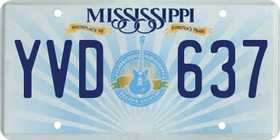 MS license plate YVD637