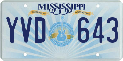 MS license plate YVD643