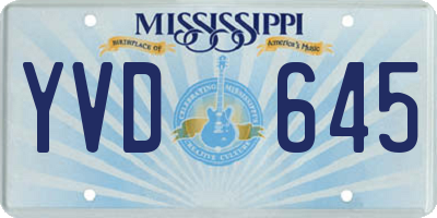 MS license plate YVD645