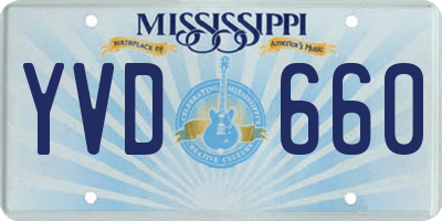 MS license plate YVD660