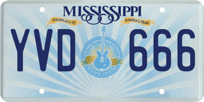 MS license plate YVD666