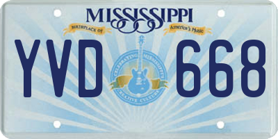 MS license plate YVD668