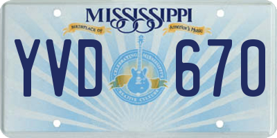 MS license plate YVD670