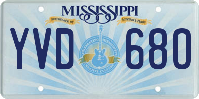 MS license plate YVD680