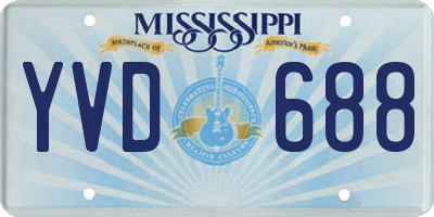 MS license plate YVD688