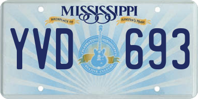 MS license plate YVD693