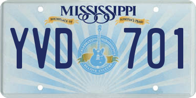 MS license plate YVD701