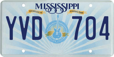 MS license plate YVD704