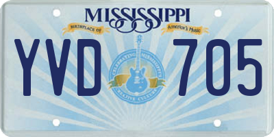 MS license plate YVD705