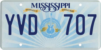 MS license plate YVD707