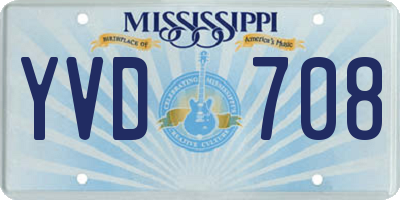 MS license plate YVD708