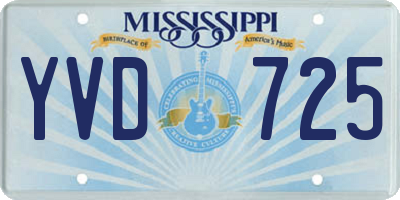 MS license plate YVD725