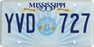 MS license plate YVD727