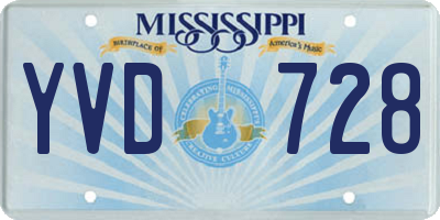 MS license plate YVD728