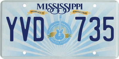 MS license plate YVD735