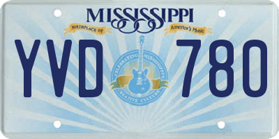 MS license plate YVD780